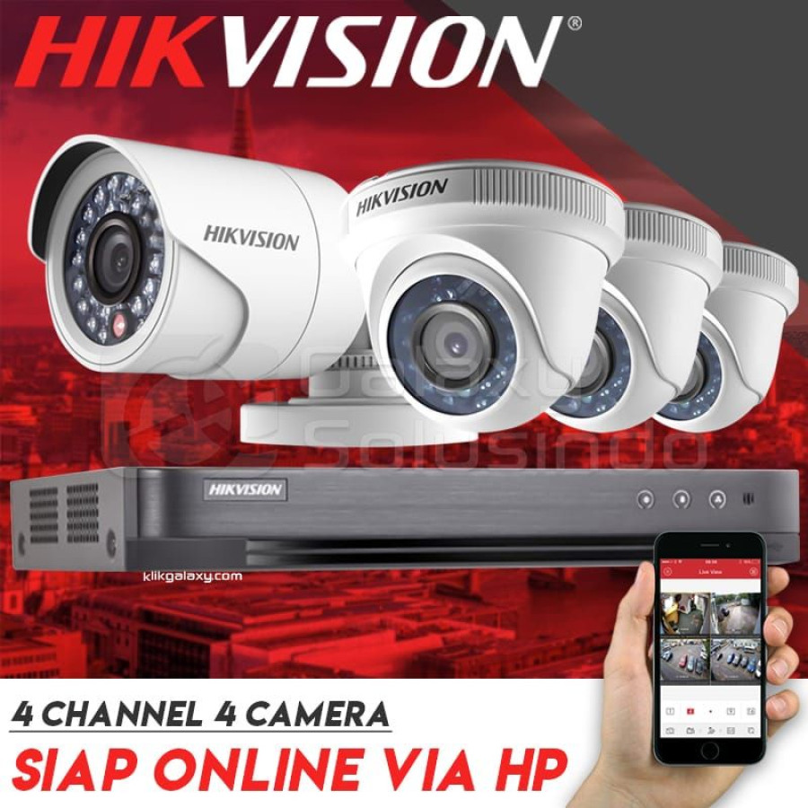 PAKET CCTV 4 CHANNEL HIKVISION 2MP ( 2 Camera Indoor + 2 Camera Outdoor ) - TKDN - samping