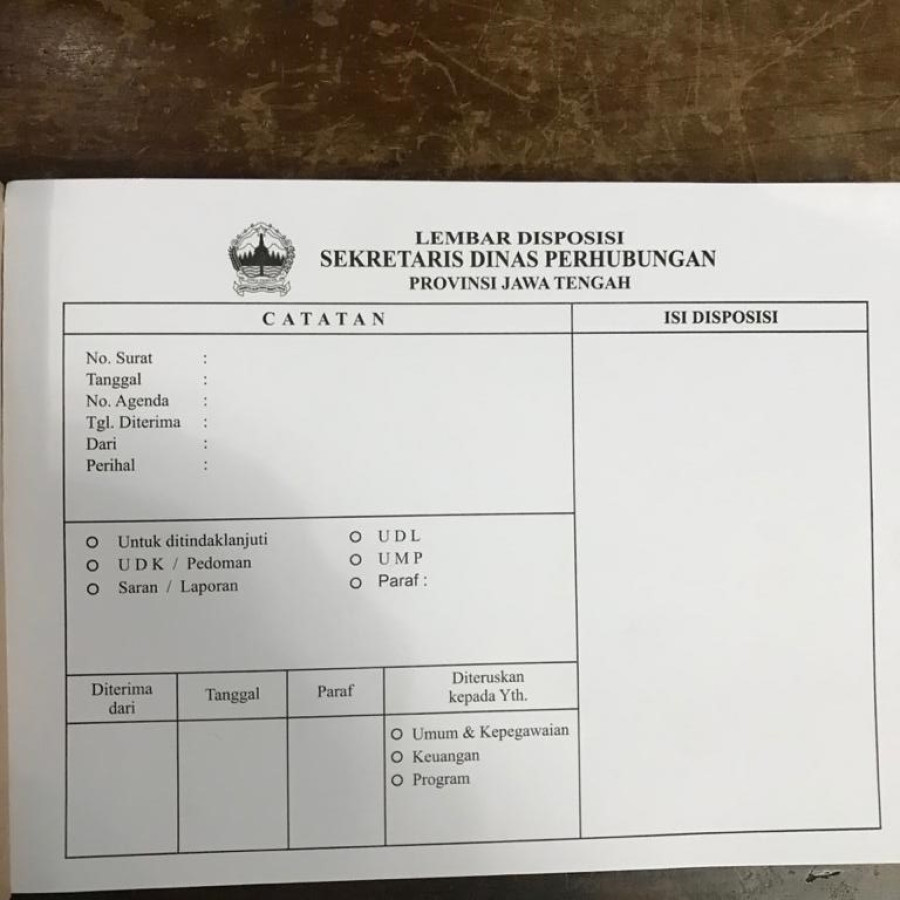 Lembar Disposisi - samping