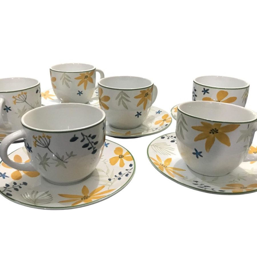 Appetite Set 6 Pcs Pallete Felicia Cangkir Dengan Saucer - Kuning - depan