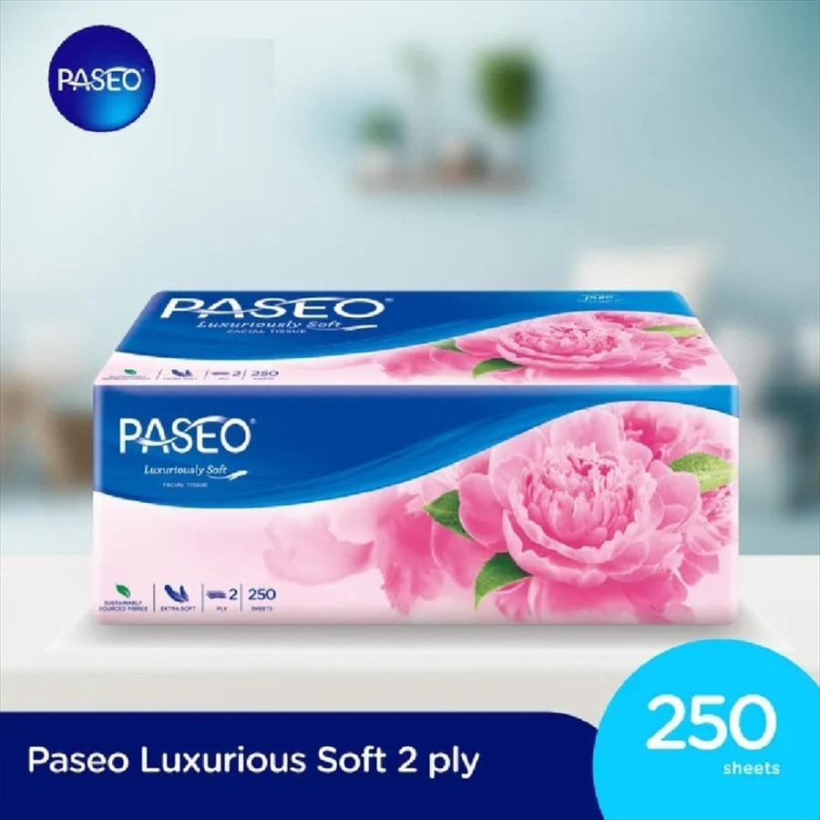 Paseo luxuriously soft facial tissue 2 ply 250 sheet - utama