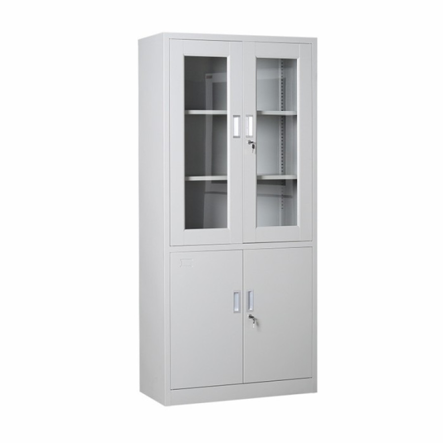 LEMARI ARSIP BESI KACA 180CM - 2 Pintu + Laci