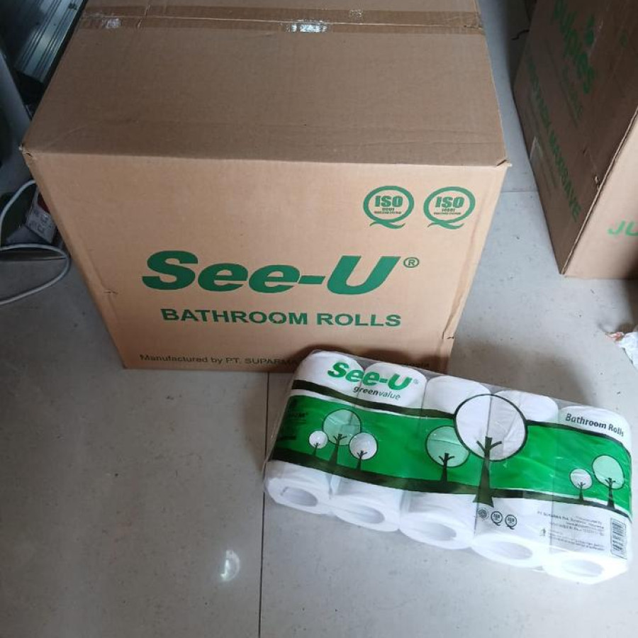 Tissue See U Bathroom Core 215 Sheets/Tisu Gulung 1 ctn isi 100 roll - depan