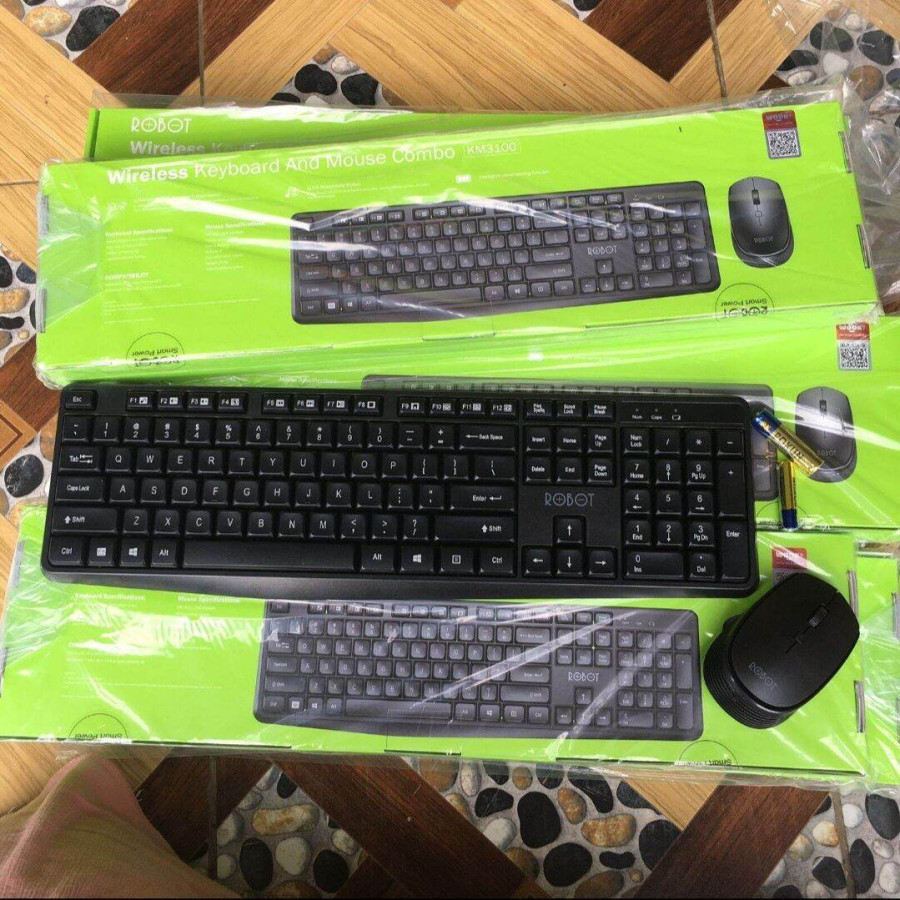 ROBOT 🌟KM3100 Wireless Keyboard dan Mouse combo black