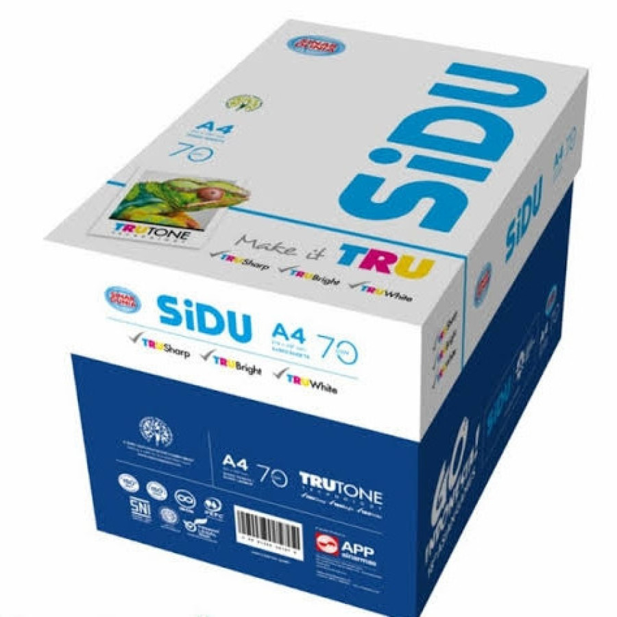 KERTAS HVS A4 (70 gram) Warna Putih Merk Sidu - samping