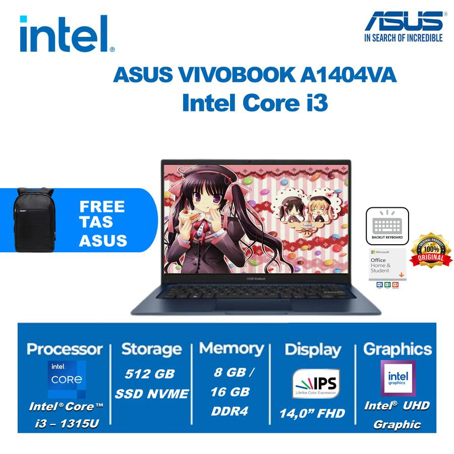 Asus Vivobook 14 A1404VA - I3 1315U ( GEN 13 ) 8GB 256GB 14" FHD IPS