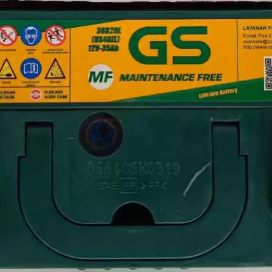 AKI kering mobil Mitsubishi Xpander, Battery GS ASTRA MF NS40ZL / 36B20L 12V 35Ah - depan