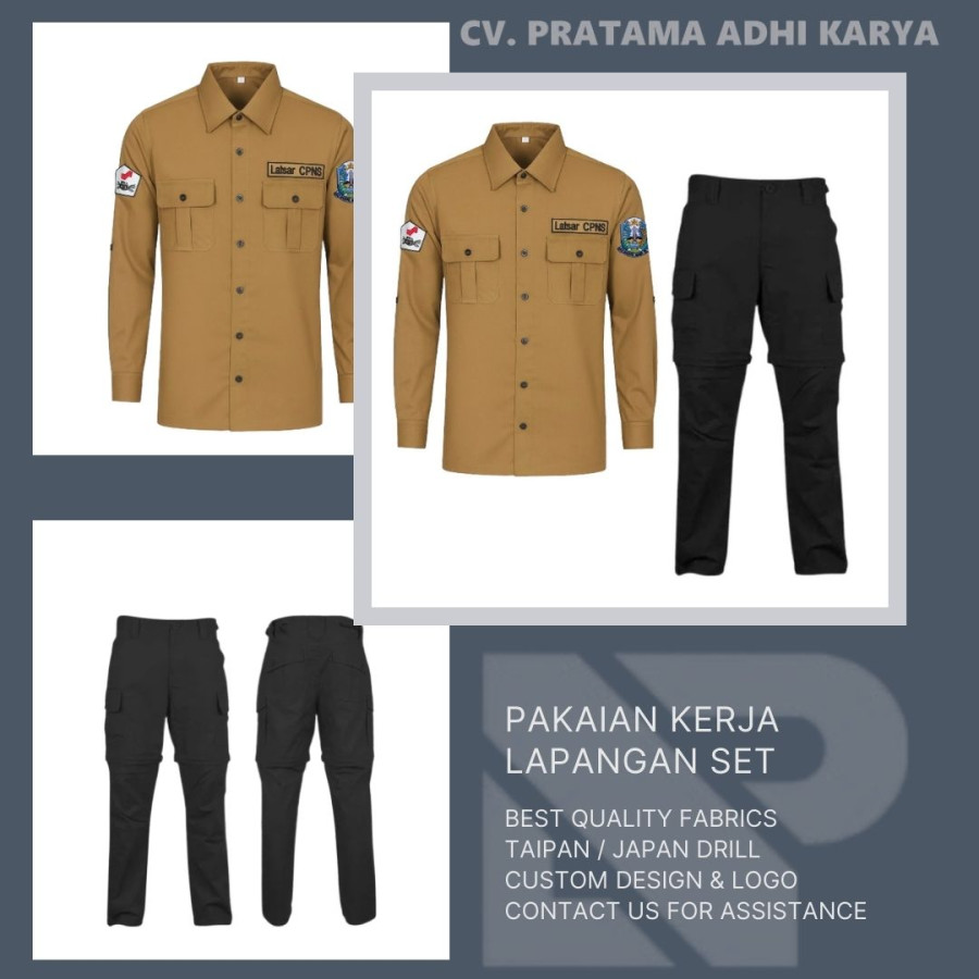 PAKAIAN KERJA LAPANGAN SET (CUSTOM DESIGN) - utama