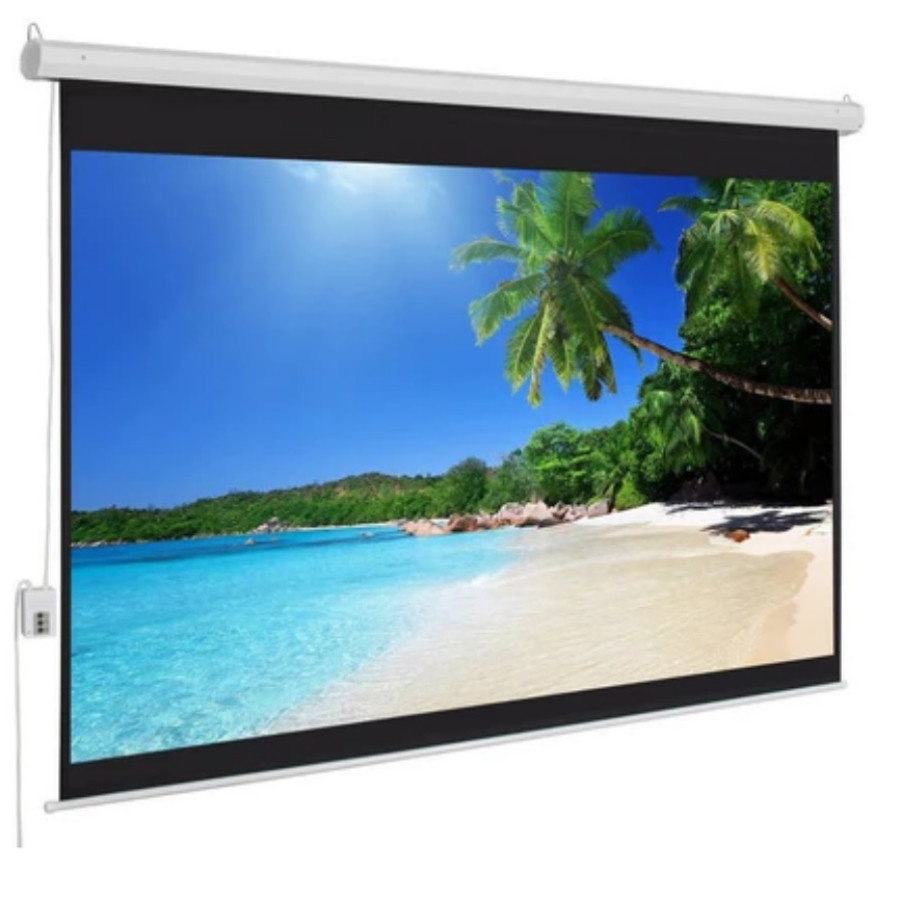 Layar Proyektor Motorized 84 inch Layar Proyektor Elektrik Remote 84" - utama
