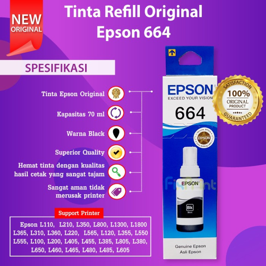 Tinta printer epson 664 hitam/warna - utama
