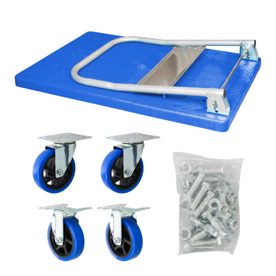 Troli Barang Lipat Trolley Folding Cart Silent Wheel 89x59.5cm - FPT-300 - Blue - detail