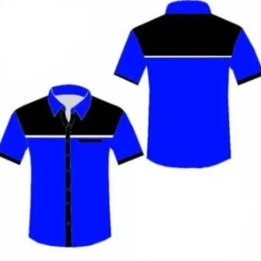 Baju Kerja Kain Drill Motif - depan