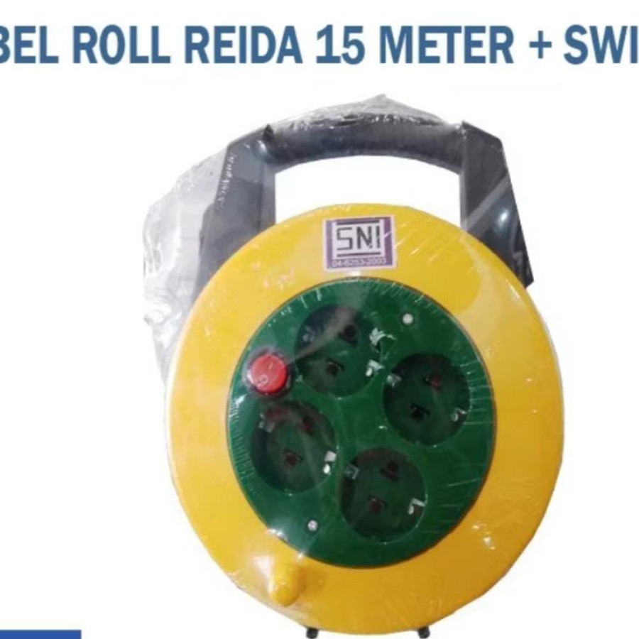 KABEL ROLL STOP KONTAK 4 LUBANG MERK REIDA