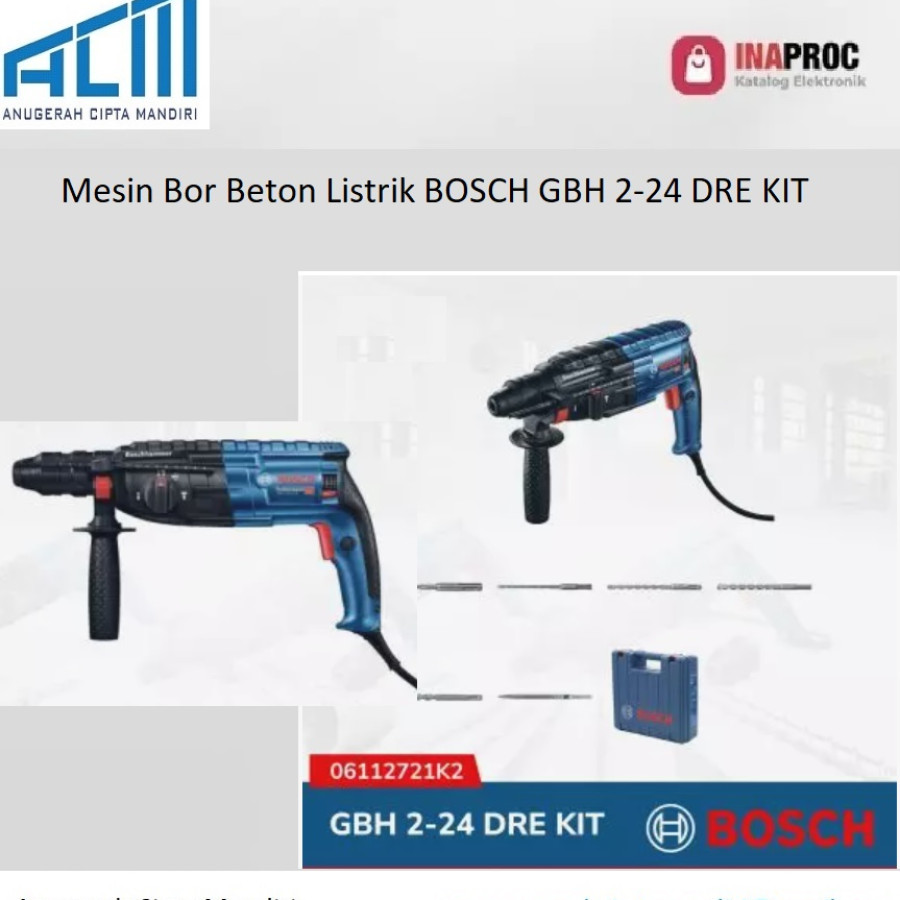 Mesin Bor Beton Listrik BOSCH GBH 2-24 DRE KIT