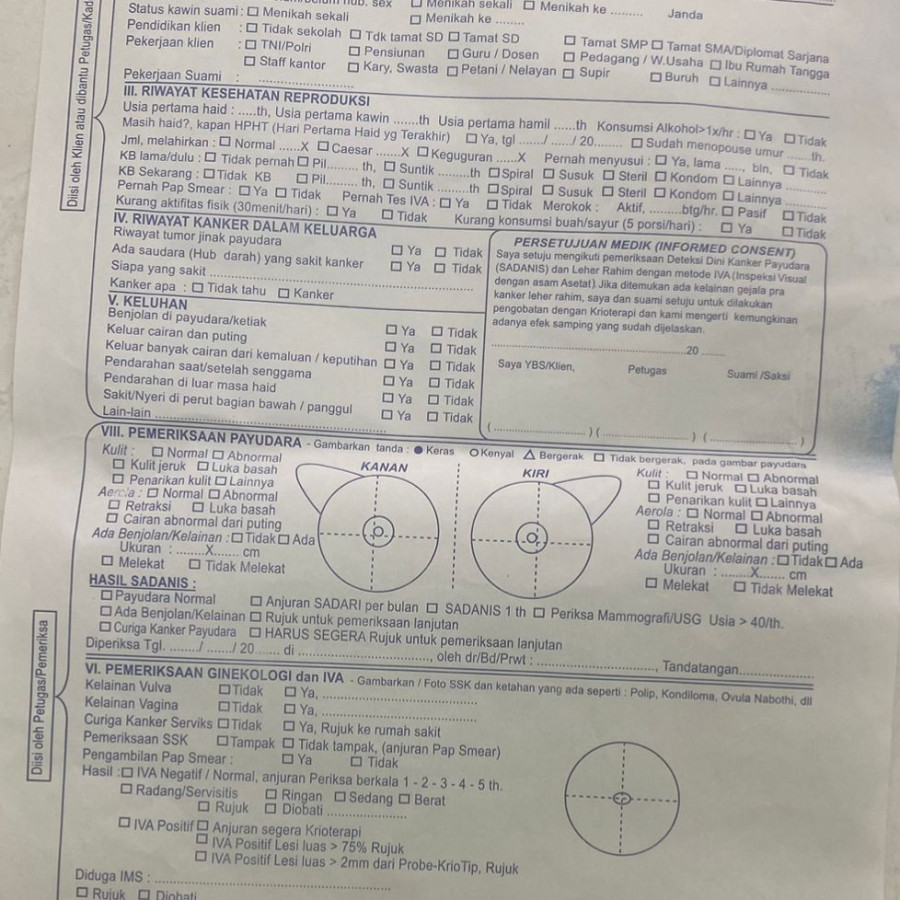 Cetak Karbon Catatan Medis Deteksi Kanker Serviks - depan