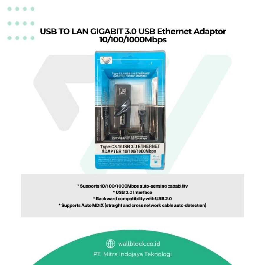 USB TO LAN GIGABIT 3.0 USB Ethernet Adaptor 10/100/1000Mbps