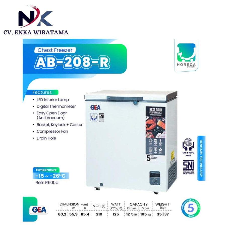 GEA Chest Freezer Box 210 Liter AB-208-R