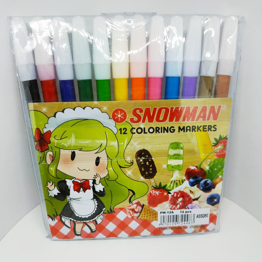 Spidol Snowman Kecil Set ( 12 Warna )
