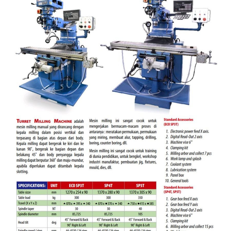 Mesin Milling Konvensional Ciamix Tipe SP3T - depan
