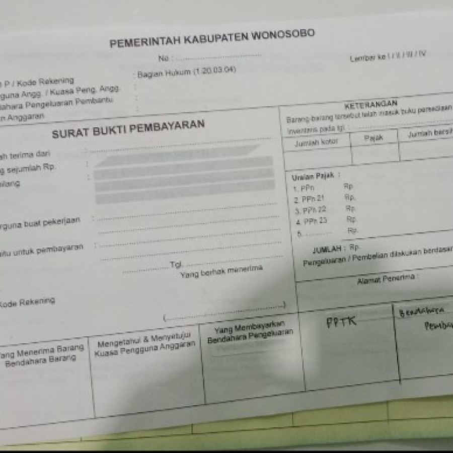 Cetak kwitansi dinas