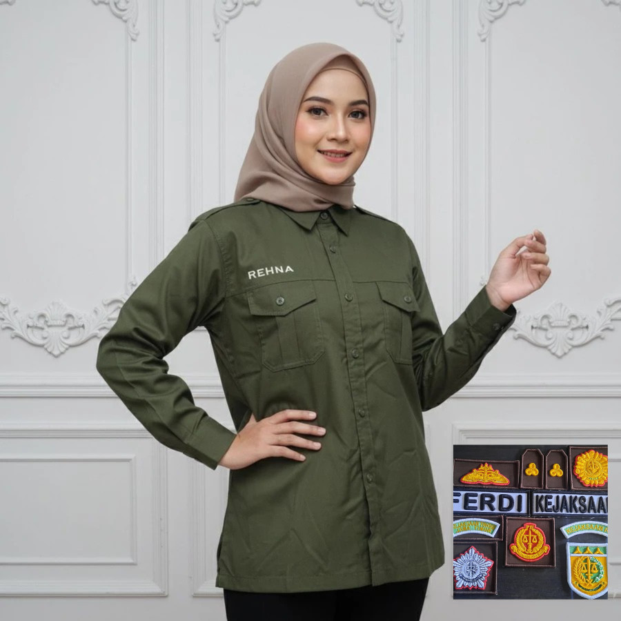 CUSTOM KEMEJA LAPANGAN PERUSAHAAN/INSTANSI/LEMBAGA/ORGANISASIBORDIR TIMBUL - depan