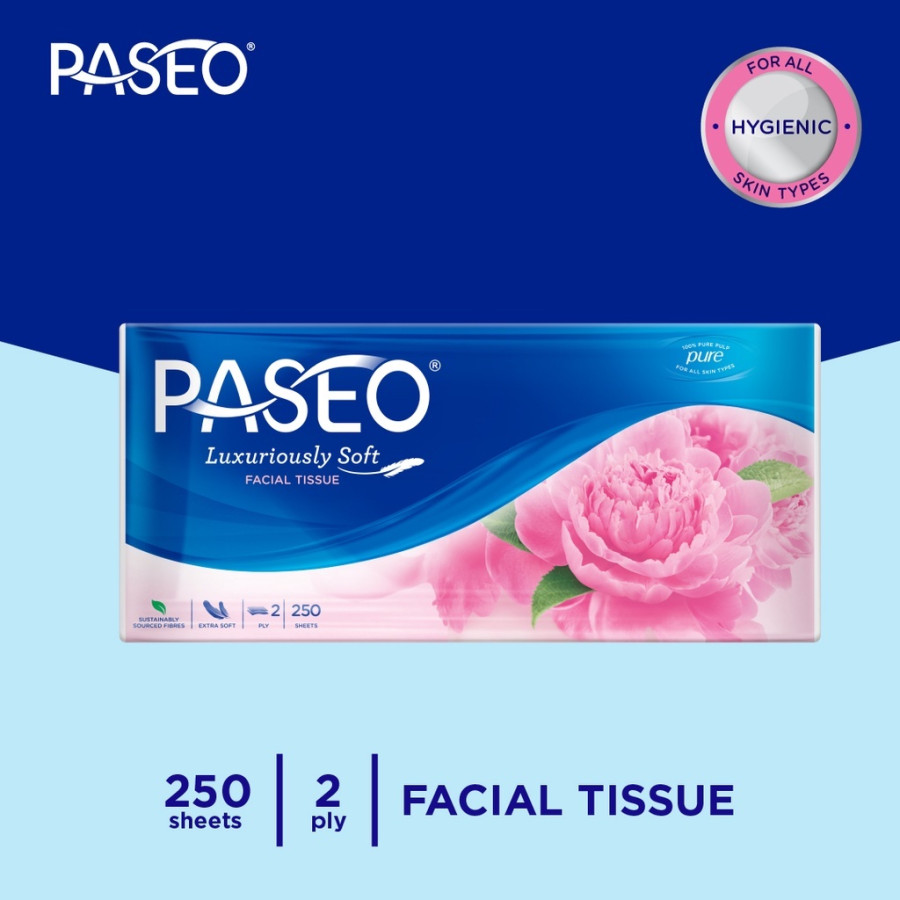 Paseo luxuriously soft facial tissue 2 ply 250 sheet - depan