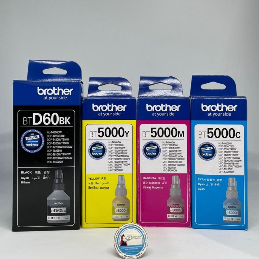 paket tinta brother tipe d60 (CMYK) - samping