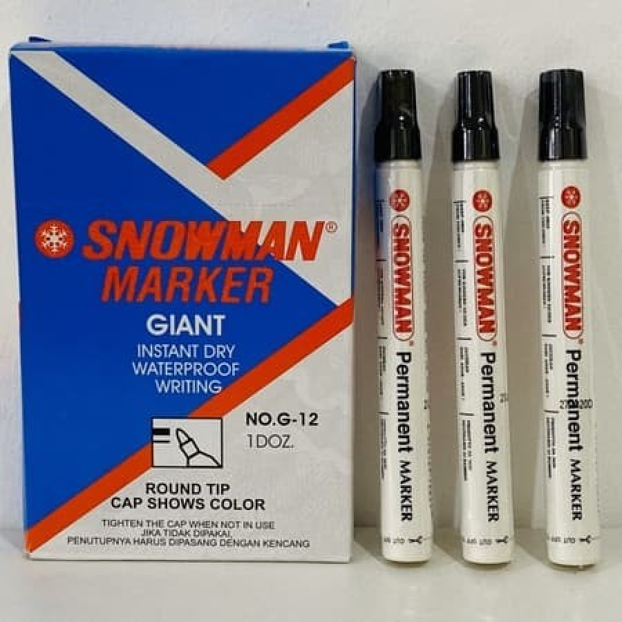 SPIDOL SNOWMAN PERMANENT MARKER HITAM G 12