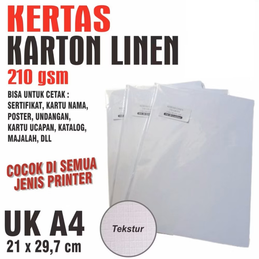 Kertas Linen Canopus 210 Gram ukuran A4 100 lembar - samping