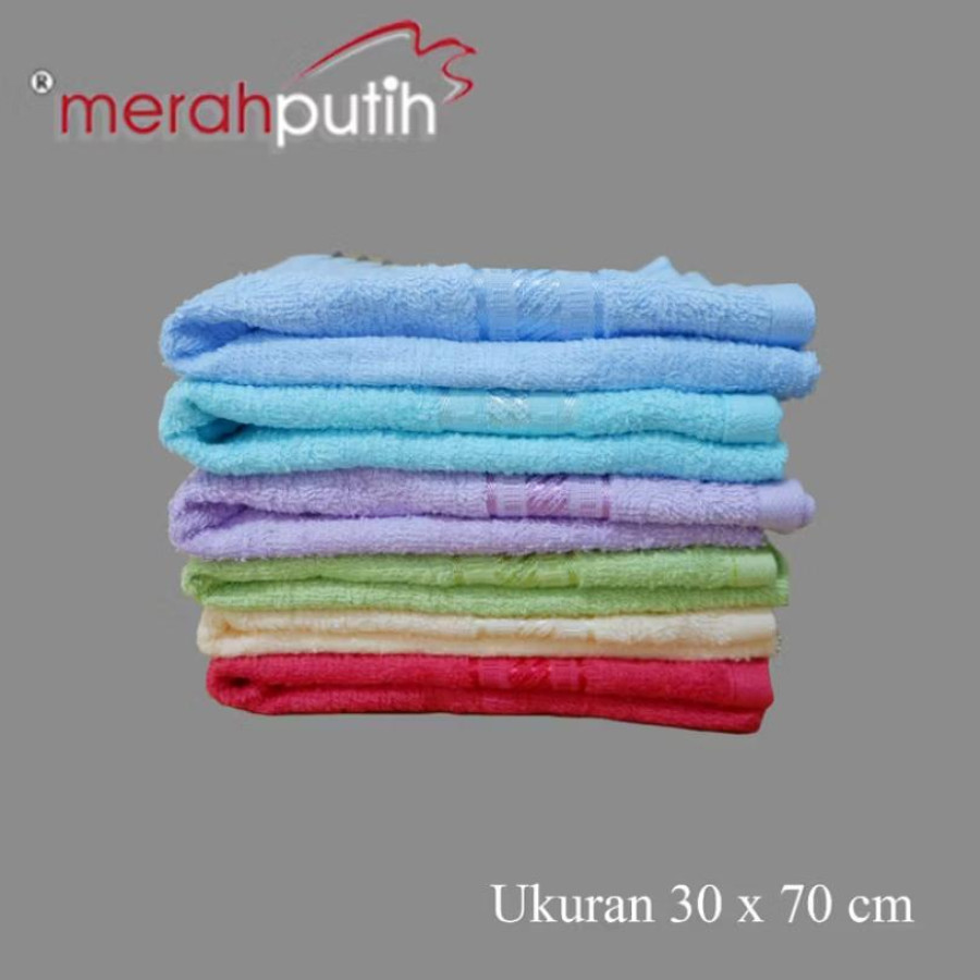 Handuk Merah Putih Custum Border Size 30X70 CM - utama