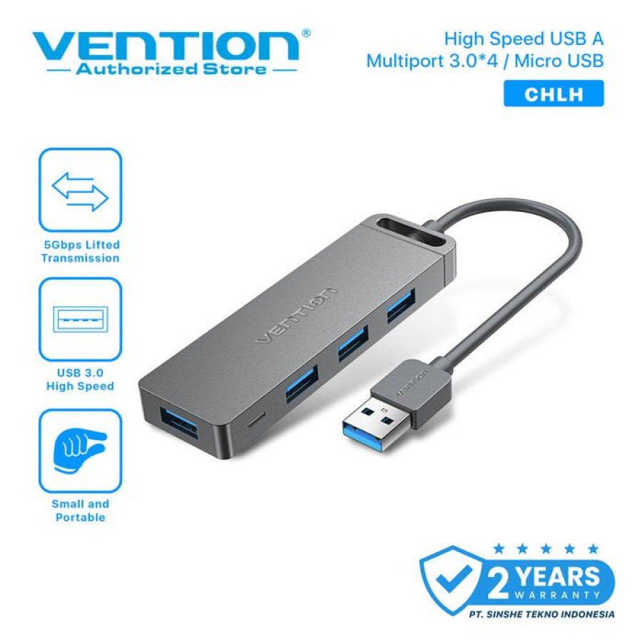 VENTION 4-Port Hub 3.0 GRAY 1M - CHL - utama
