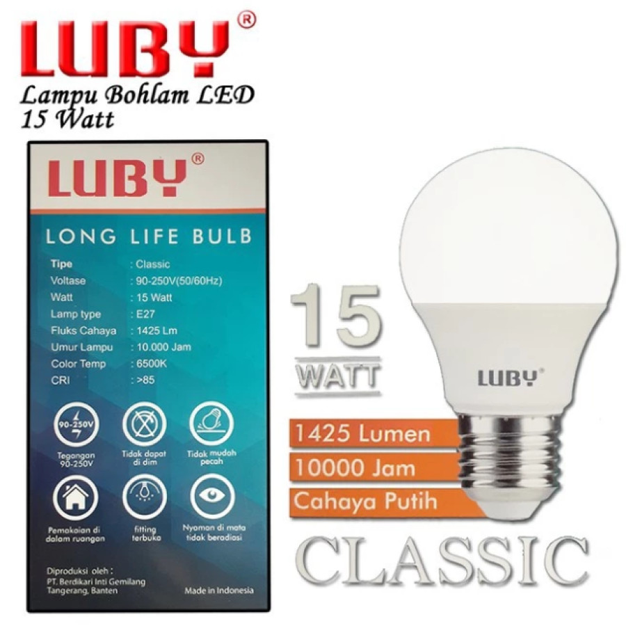 Lampu LED 15 Watt LUBY CLASSIC LED 15W - utama