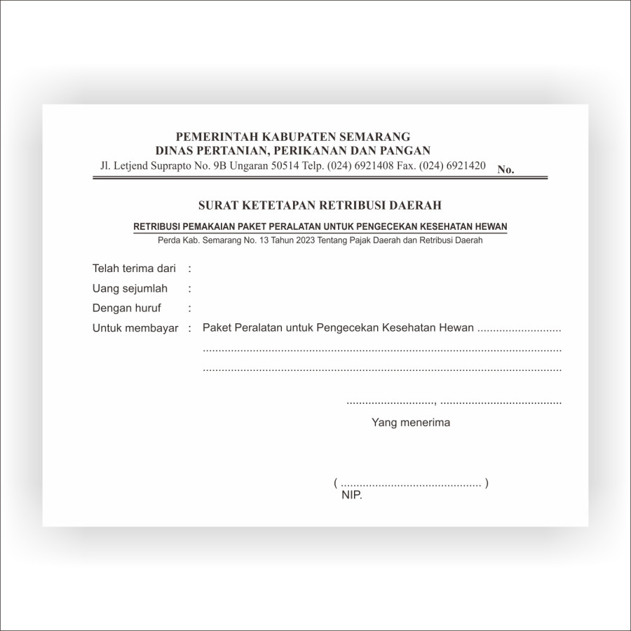 CETAK  BLANGKO SURAT KETETAPAN RETRIBUSI DAERAH