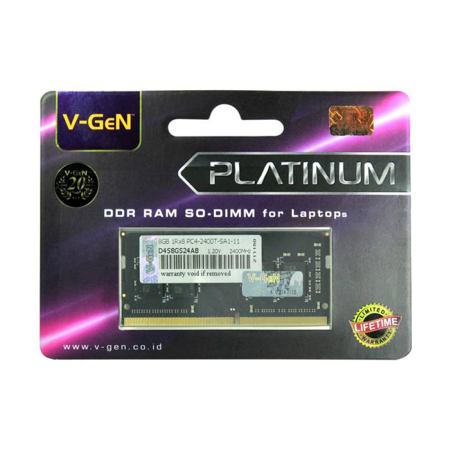 DDR4-8GB 2400 Mhz V-GeN Platinum Sodimm