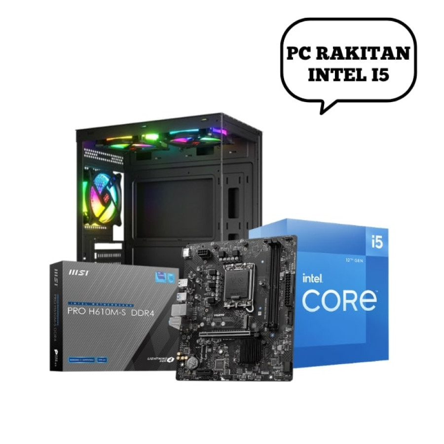 PC RAKITAN CORE i7-12700/MB MSI H610MS/8GB/SSD 512GB/CASING/LCD 24" MSI