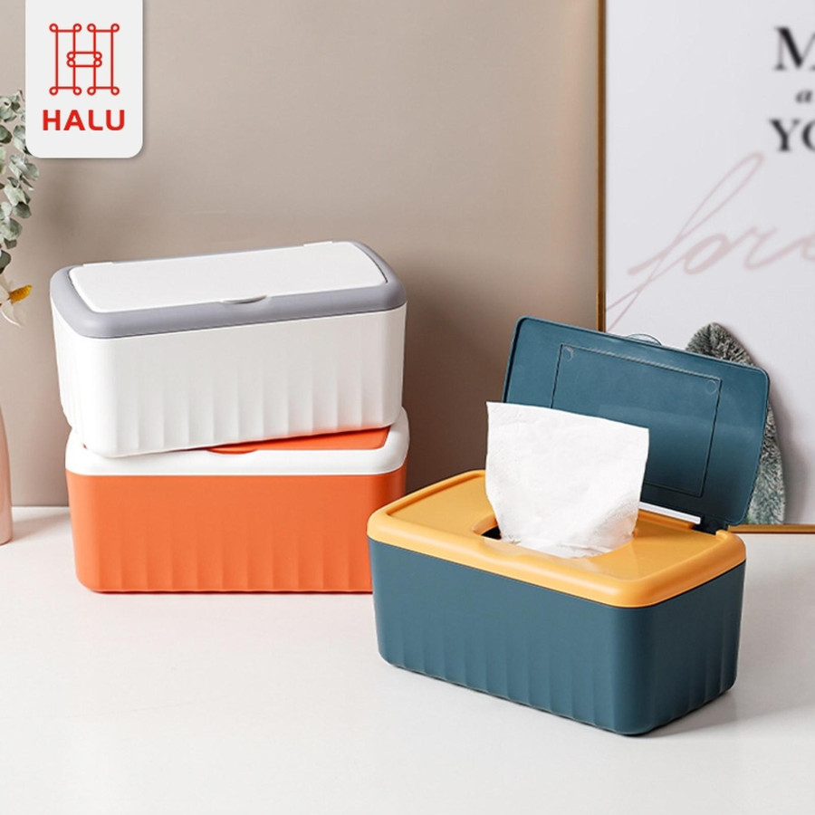 Halu Kotak Tissue Dengan Tutup Anti Debu Box Storage Plastik
