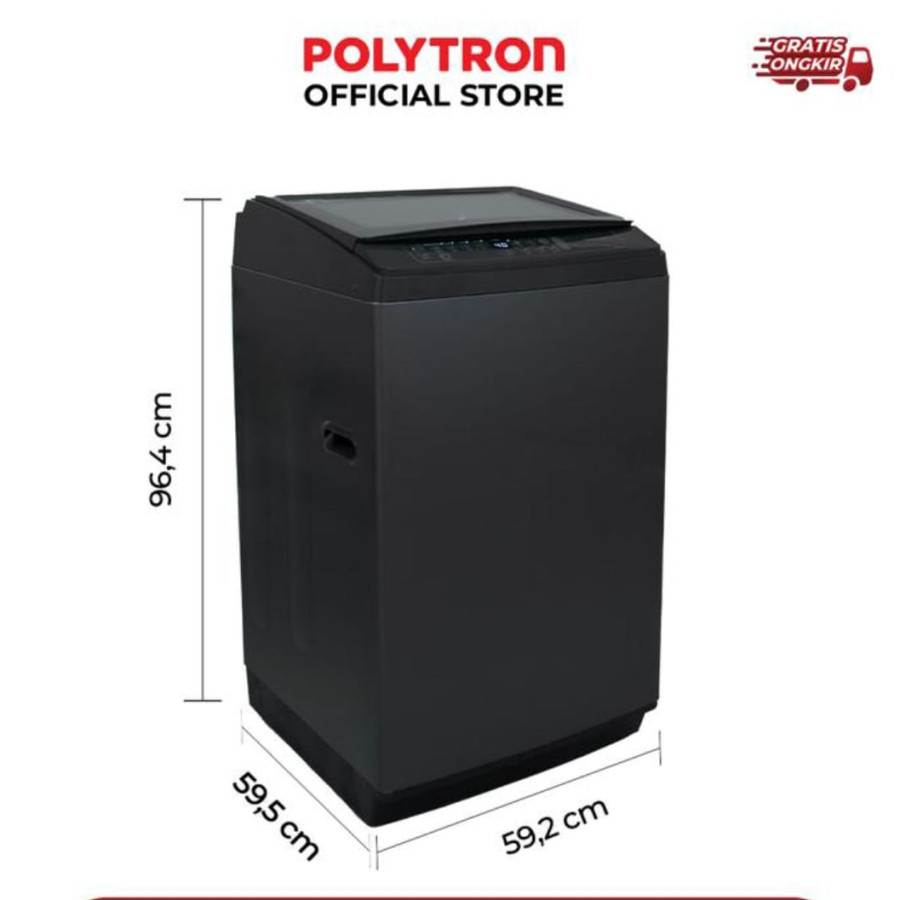 Mesin cuci top loading 10 Kg merk Polytron - depan