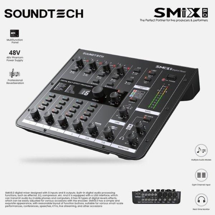 SOUNDTECH SMIX 8.0 Audio Mixer Digital with 8 Channel - utama