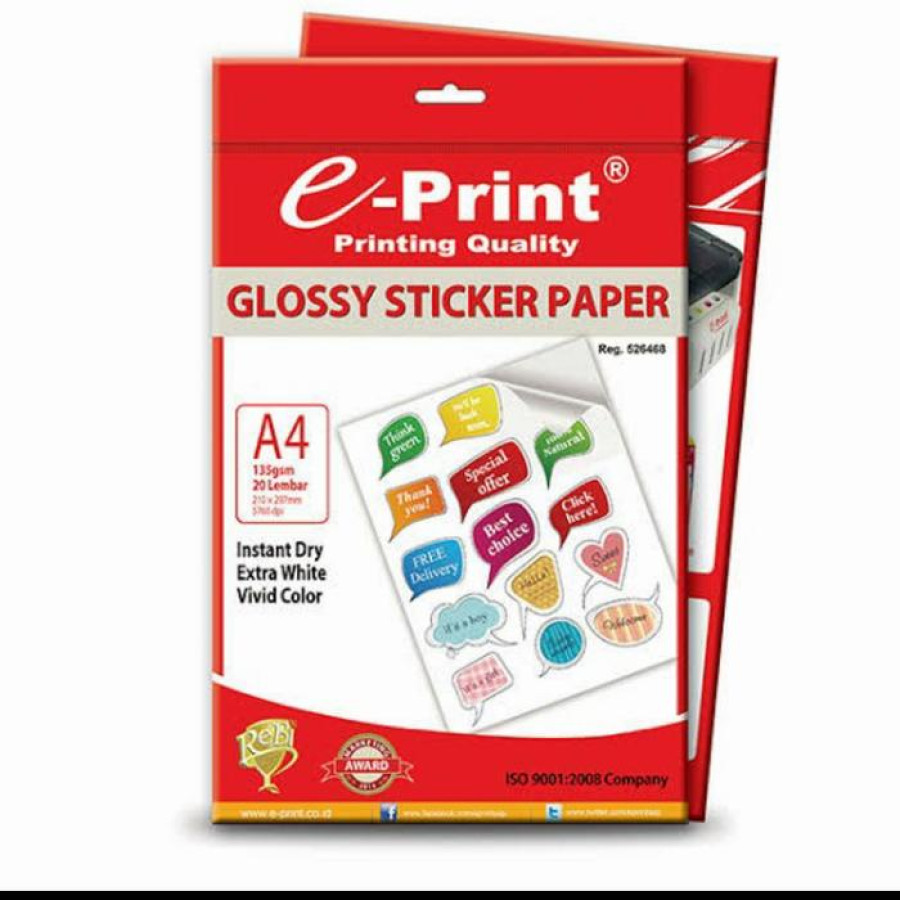 KERTAS STIKER A4 20 lembar