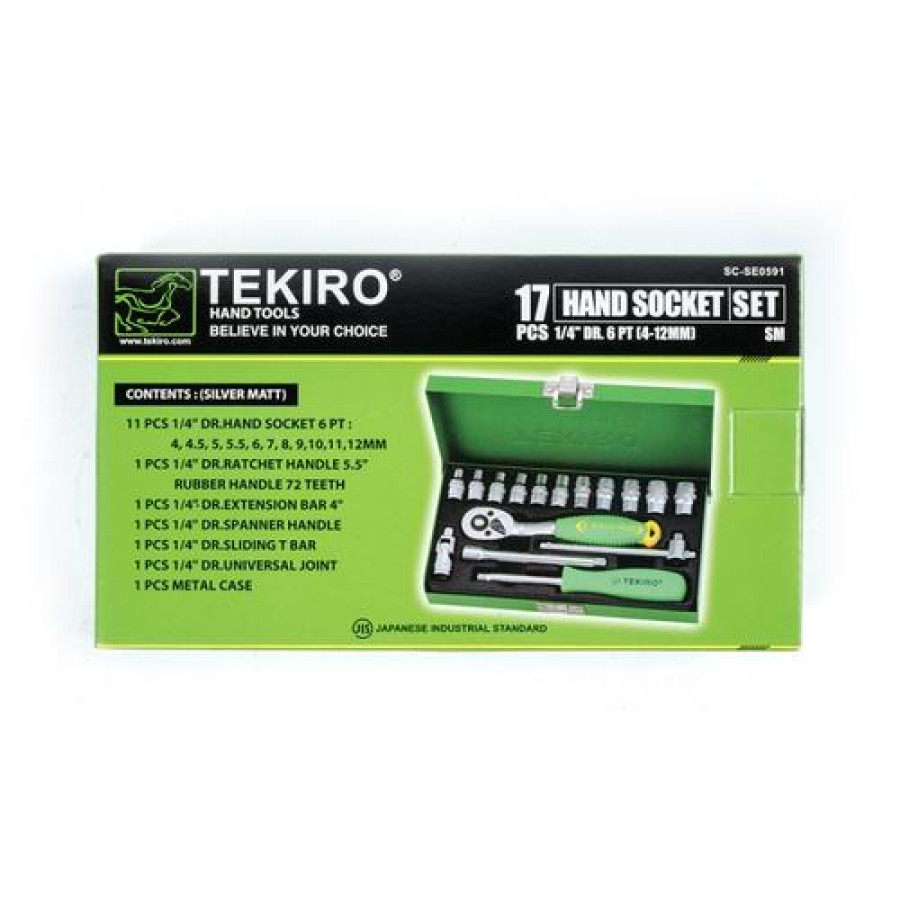 Tekiro 1/4 Inch Socket Set 17 Pcs /Kunci Sock Set / Socket Set / Tools - utama