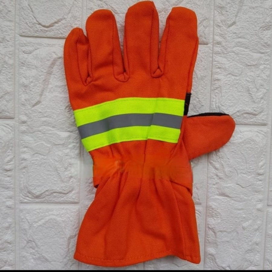 Sarung Tangan Glove Pemadam NOMEX IIIA Kombinasi Kulit ORANGE - samping