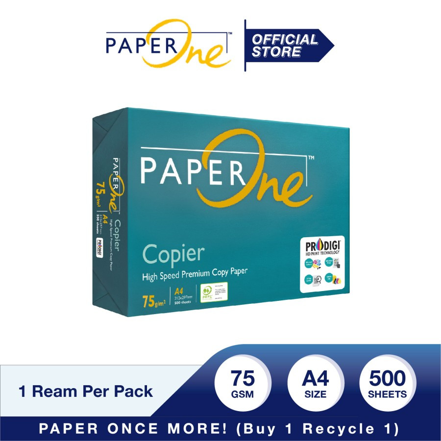 PaperOne Kertas A4 75gr Copier 1 Rim (500 lembar) Kertas HVS
