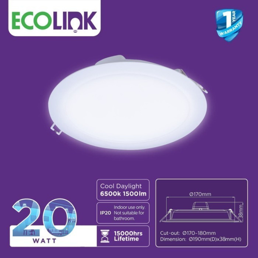 Lampu Downlight plafon Led Ecolink 24 W