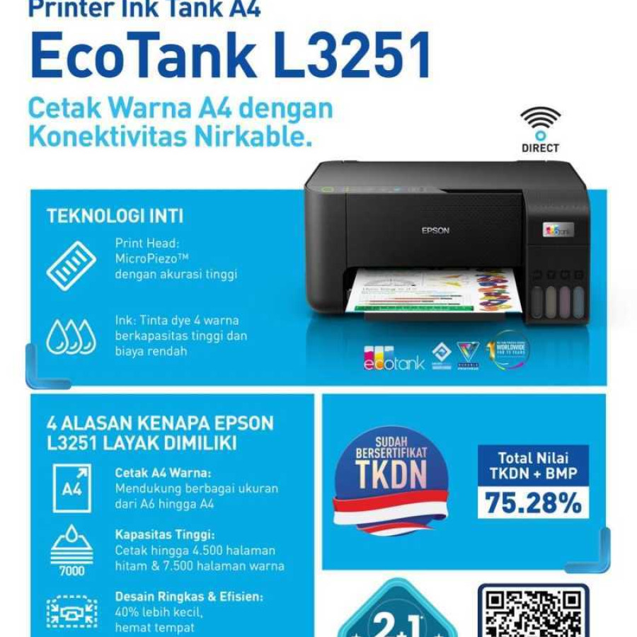 Printer Epson EcoTank L3251 Print Scan Copy Wireless (TKDN Certification) - utama