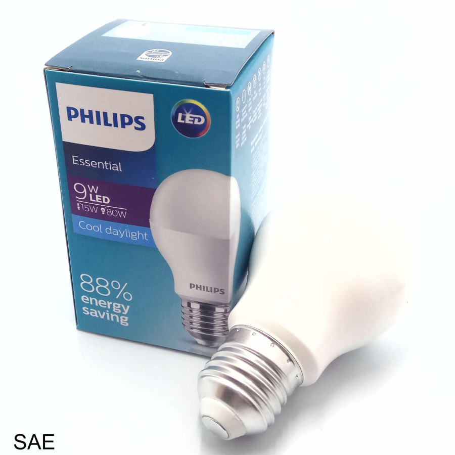 LAMPU PHILIPS 9W PUTIH ESSENTIAL LED BULB - depan