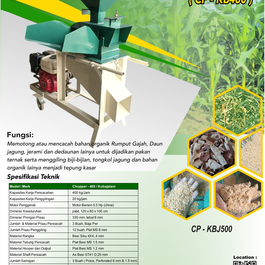PENCACAH PAKAN TERNAK CHOPPER MULTIFUNGSI CP-KB400