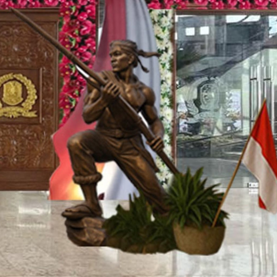 Patung Orang Membawa Tombak ( Bahan Stereofoam finishing cat )
