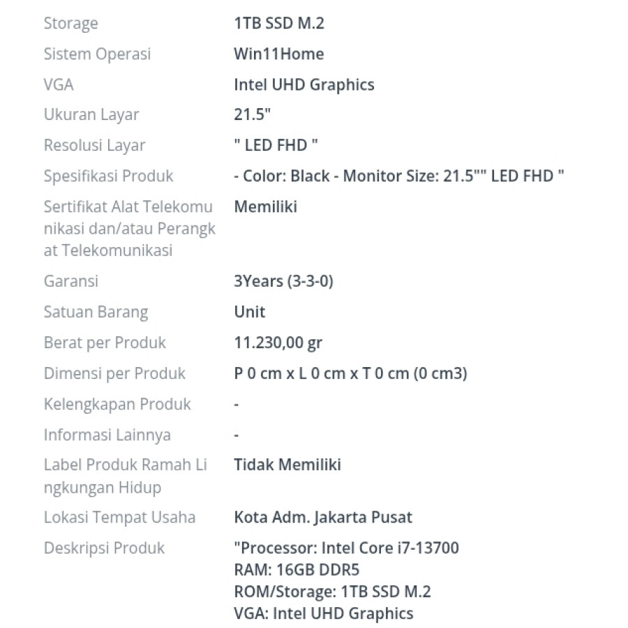 PC UNIT RAKITAN/Veriton X - Core i7 (VX/0042) - samping