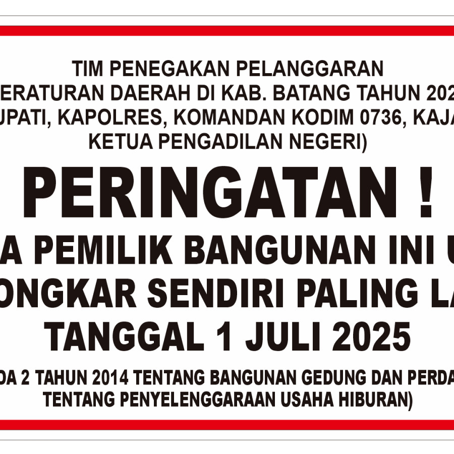 MMT Peringatan SATPOL PP ukuran 200x100 cm