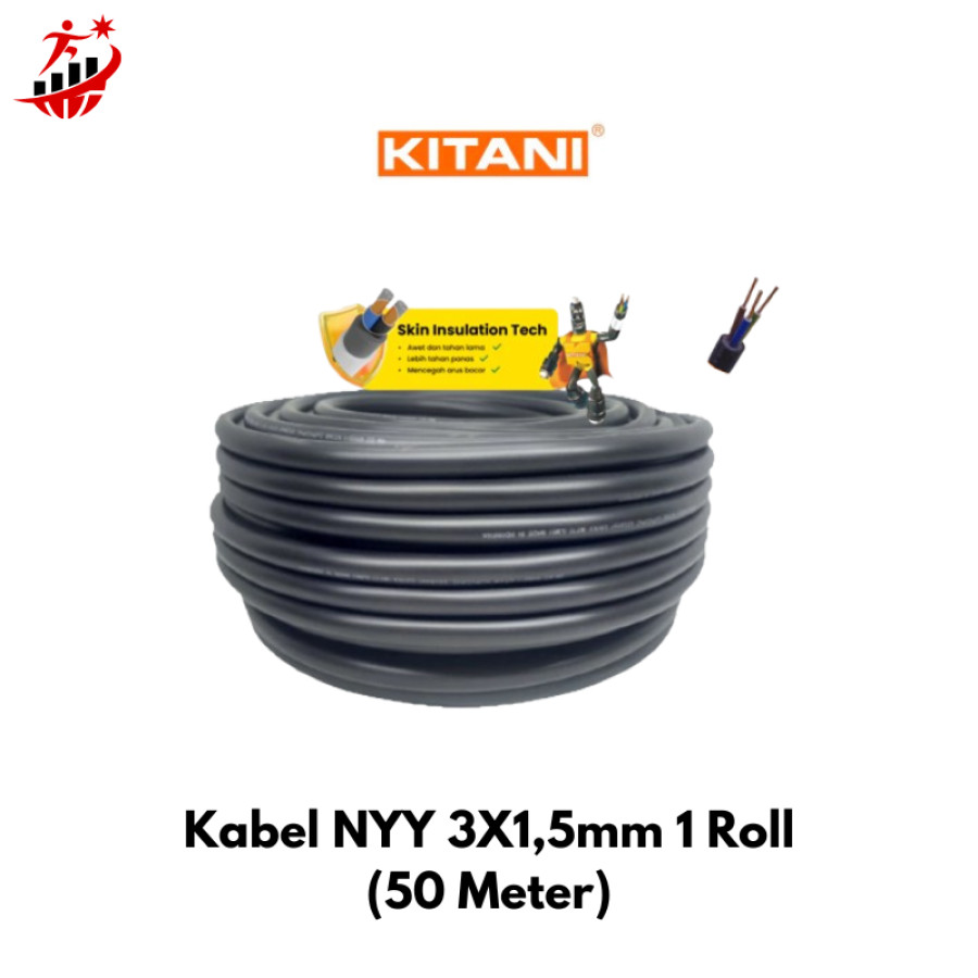 Kabel NYY 3X1,5mm 1 Roll (50 Meter) - utama