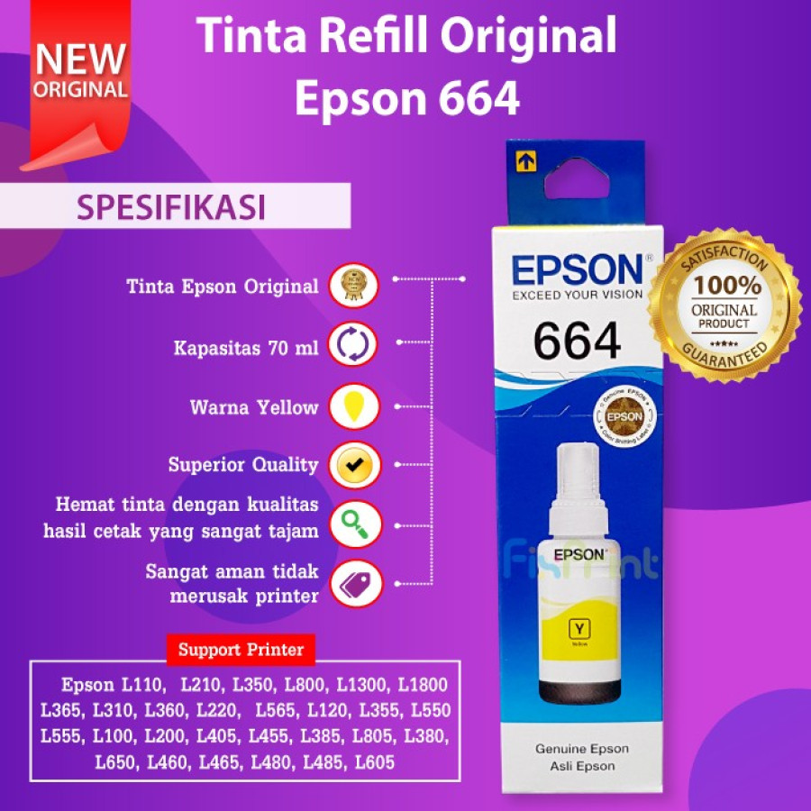 Tinta printer epson 664 hitam/warna - samping